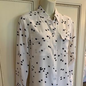 Equipment White Silk Star Blouse XS